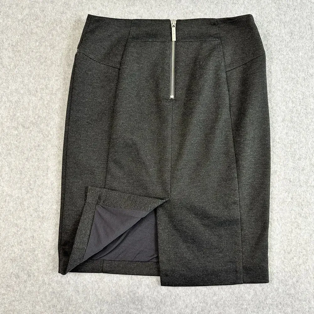 Michael Kors Pencil Skirt WMNS Size 6 Charcoal Gray Zip Pocket Modern Minimalist